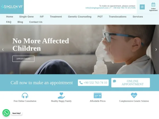 Single Gene IVF web sitesi — Virelth